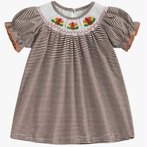 Striped Kids Dress with Embroidered Details